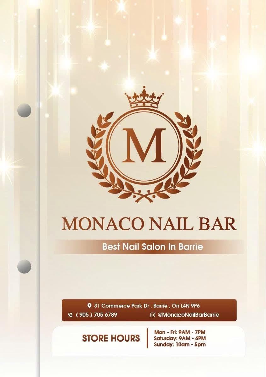 Monaco Nail Bar services menu — page 1 of 7