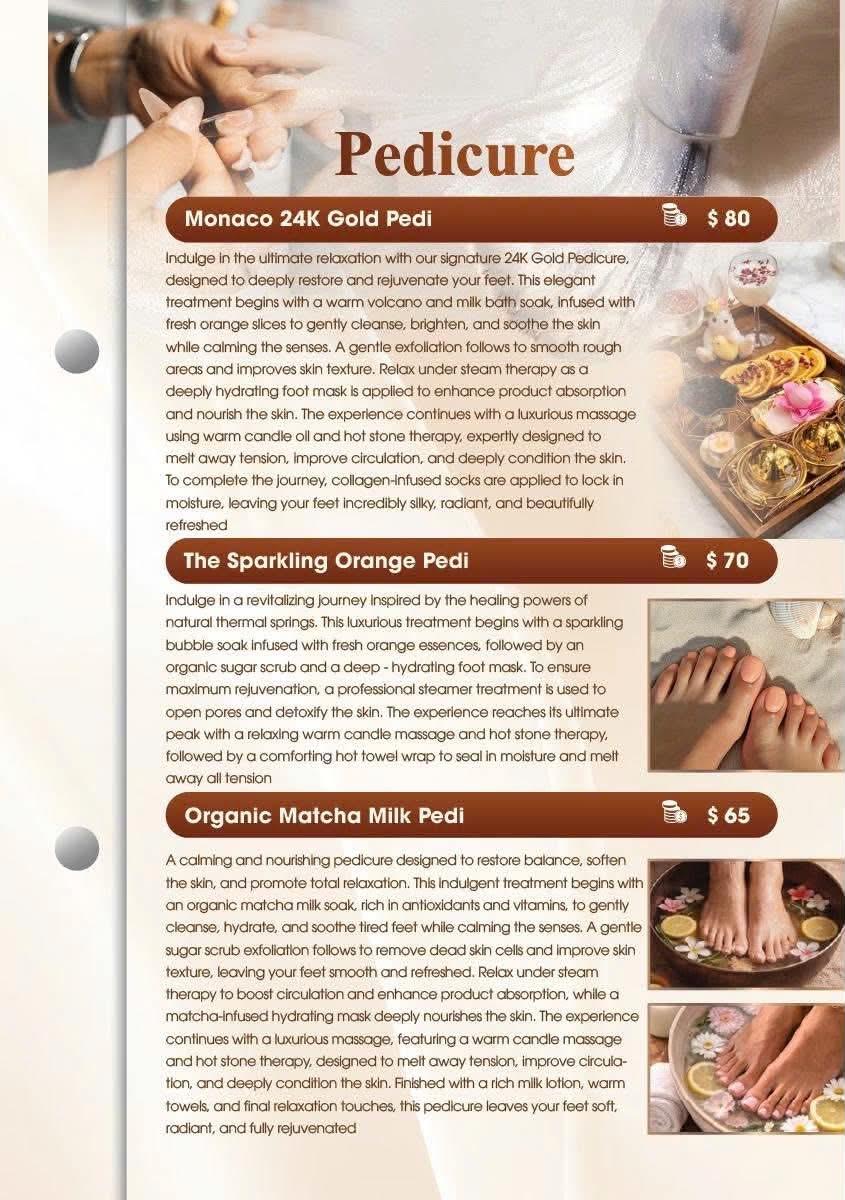 Monaco Nail Bar services menu — page 3 of 7