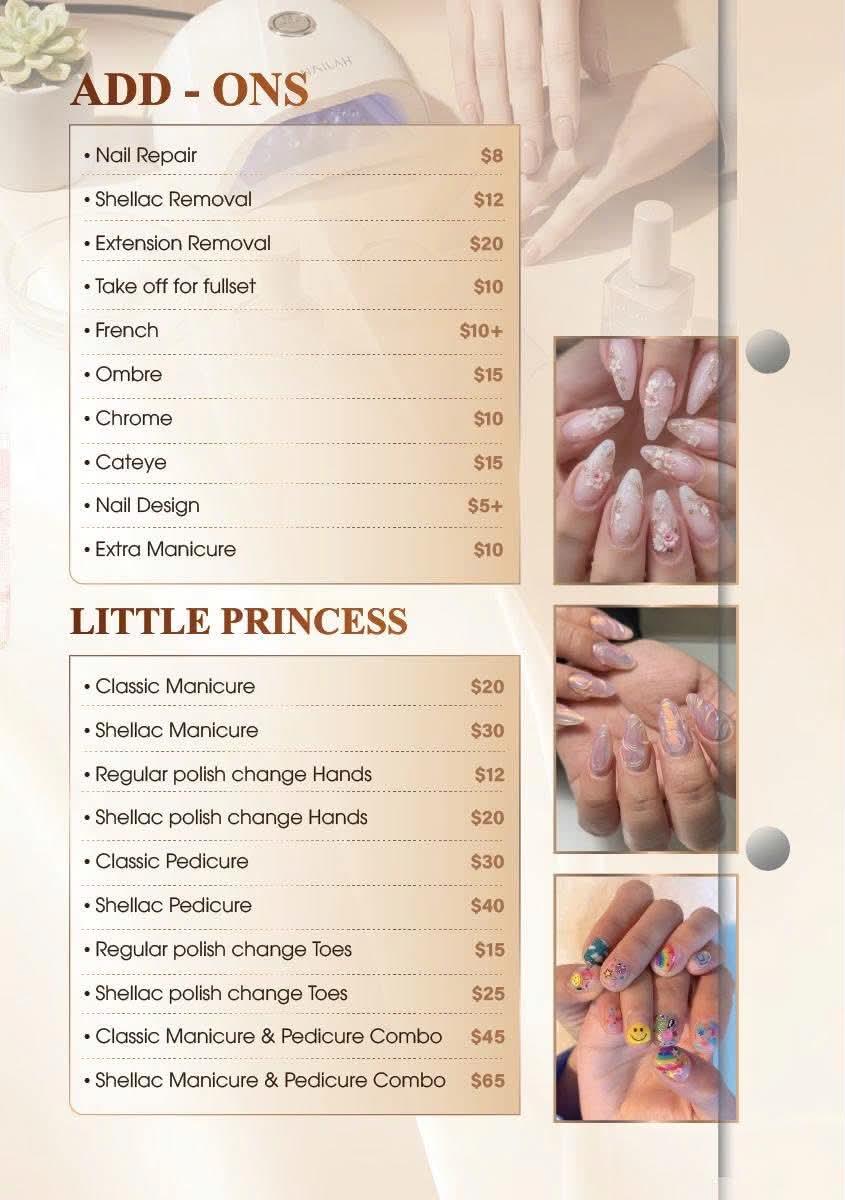 Monaco Nail Bar services menu — page 7 of 7